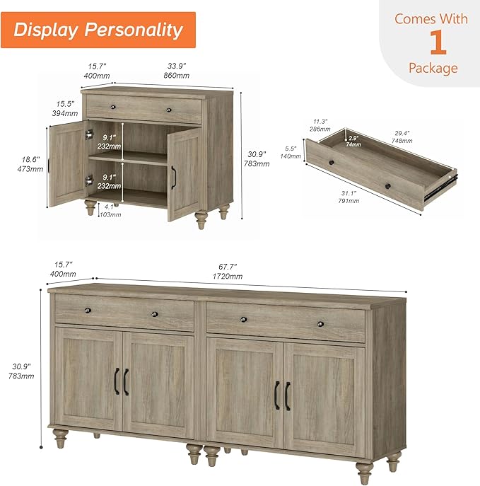 WAMPAT Farmhouse TV Stand for 75 inch TV
