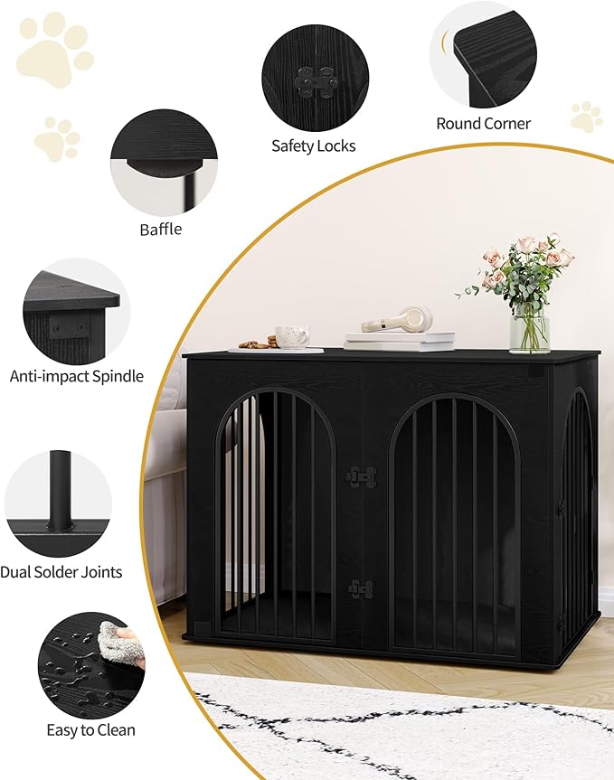 Hzuaneri 44.1" Wooden Dog Crate Furniture, Indoor Dog Kennel Dogs Cage