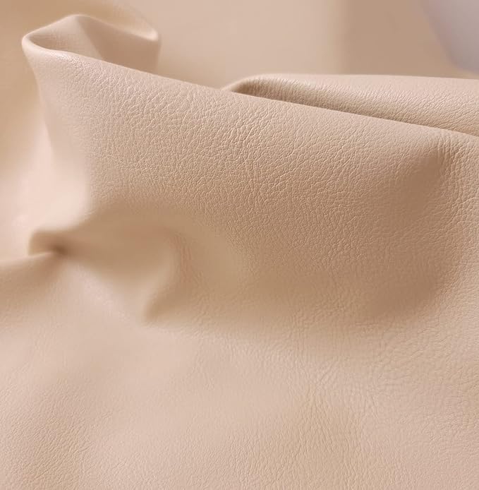 Bone Offwhite Soft Faux Vegan PU Leather by The Yard Synthetic Pleather 0.9 mm