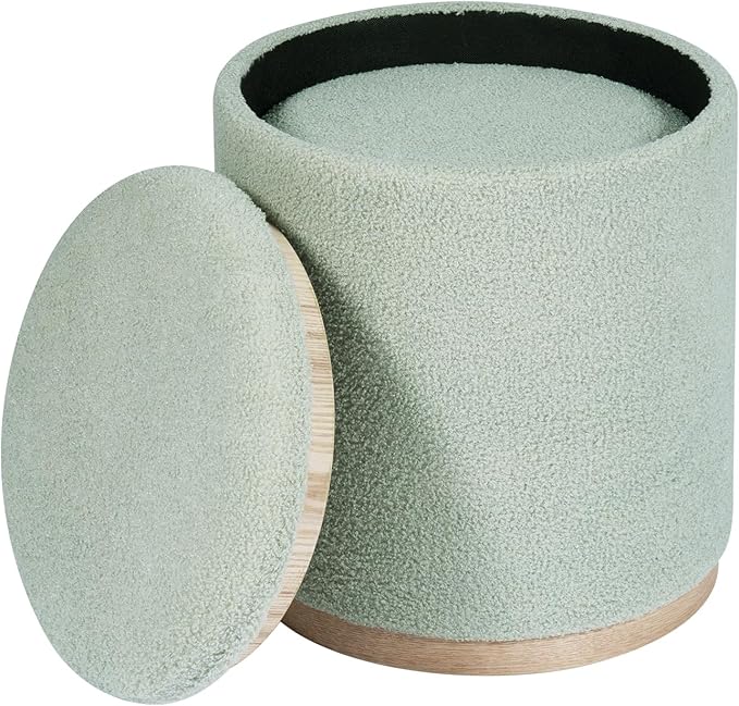 PINPLUS Round Ottoman with Storage Set of 2, Storage Ottoman with Tray