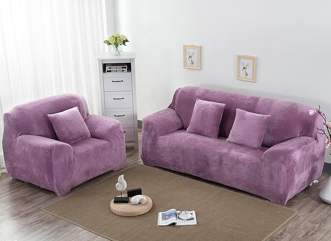 vctops 1-Piece Velvet Plush Stretch Loveseat Sofa Slipcover