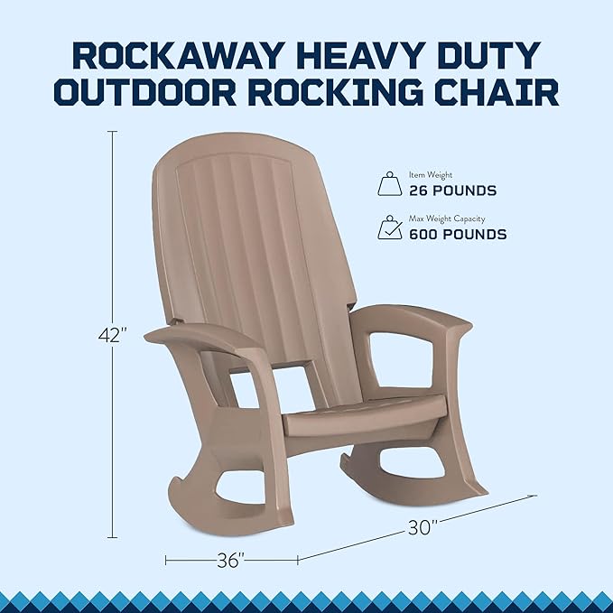 Semco Rockaway Heavy Duty Polyethylene All Weather Outdoor Patio or Deck