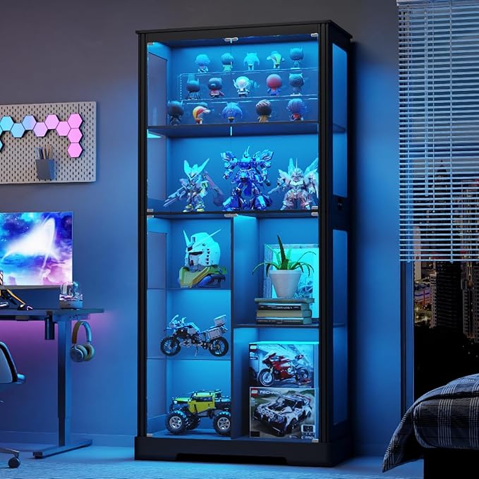 Gurexl Modern Glass Display Cabinet