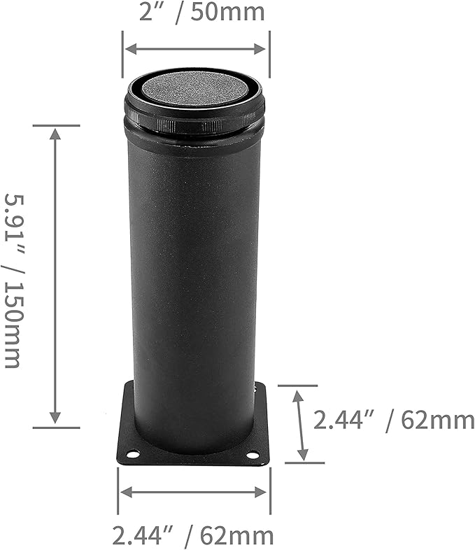 Set of 4 Stainless Steel Furniture Legs 6 Inch, Adjustable Round Cabinet Legs