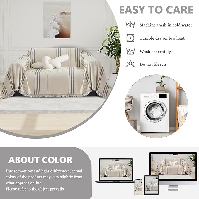 DREAMINGO Armchair Cover Washable Chenille Sofa Protector