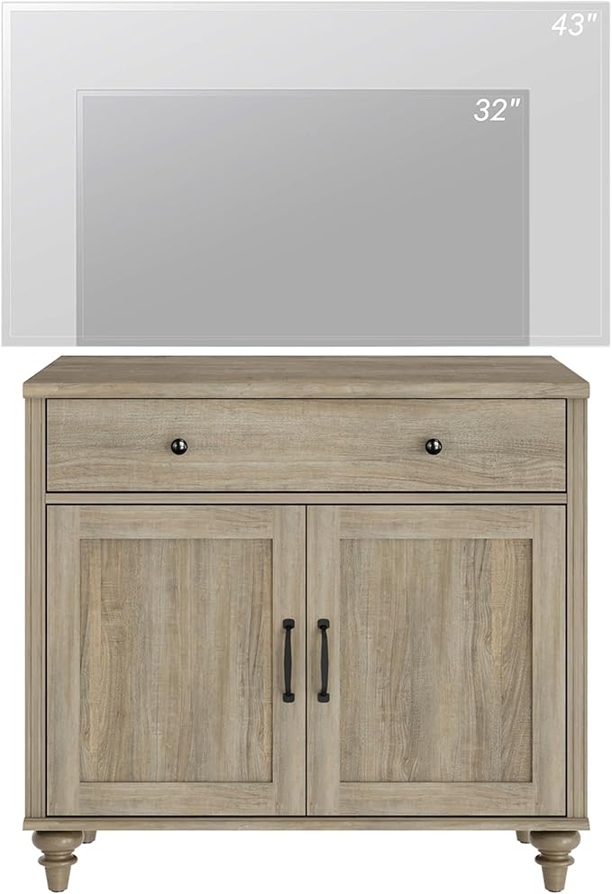 WAMPAT Farmhouse TV Stand for TVs Up to 43 inch, Wood Universal TV Stand