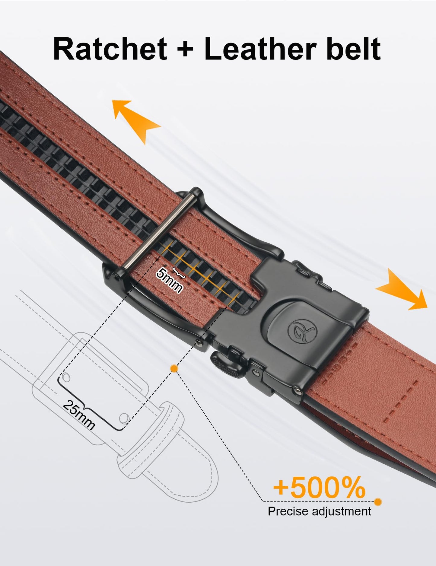 JUKMO 1.5" (38mm) Leather Ratchet Belt for Men in Gift Box (Black, Small)