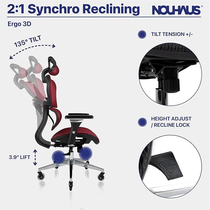 Nouhaus Ergo3D Ergonomic Office Chair Lumbar Support Mesh Office Chair