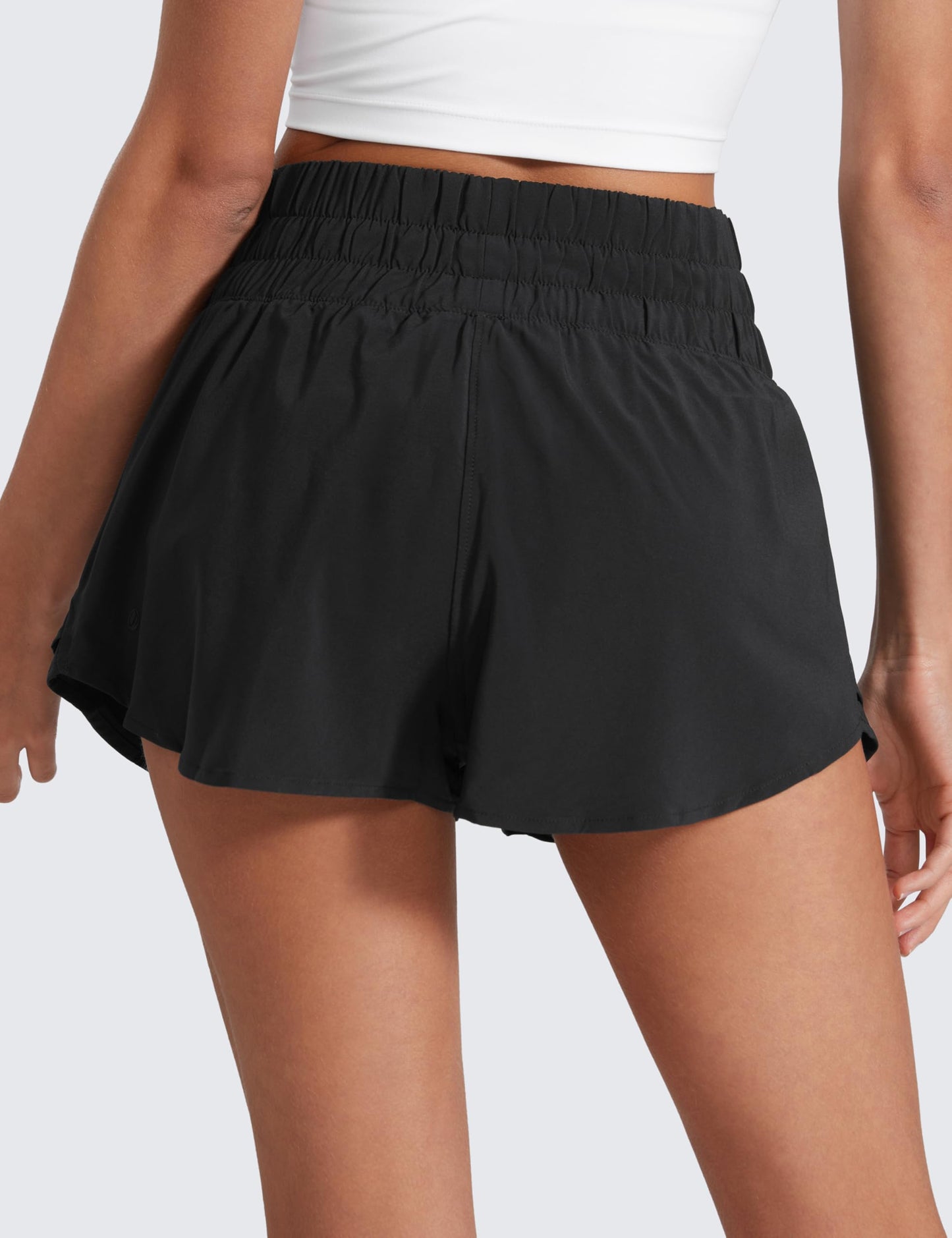 CRZ YOGA Athletic Shorts for Women High Waisted Flowy Ruffle Skirt Overlay for Workout Running Tennis with Zip Pocket Black Small