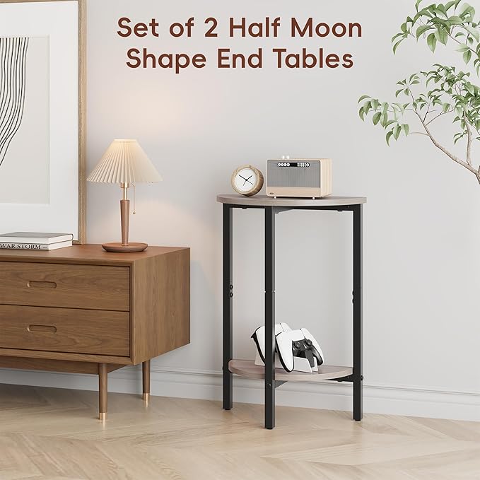 Vagusicc Side Tables Small End Tables, 2 Tier Couch Side Table, Small Round