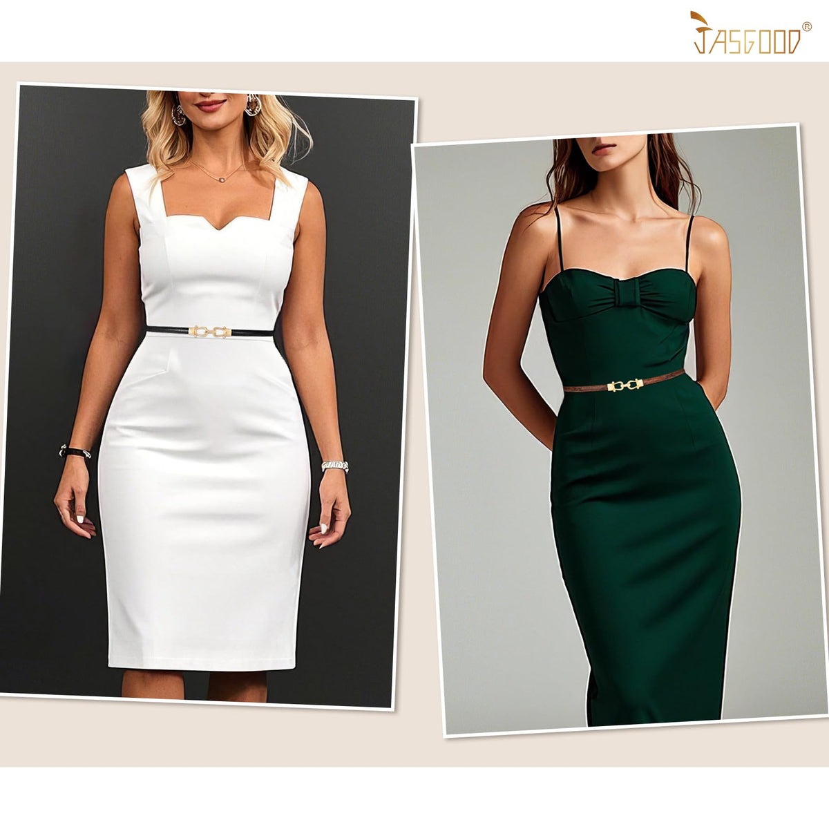 JASGOOD Leather Skinny Women Belt Ladies Thin Waist Belts Plus Size Adjustable for Jeans Pants Dresses with Metal Buckle