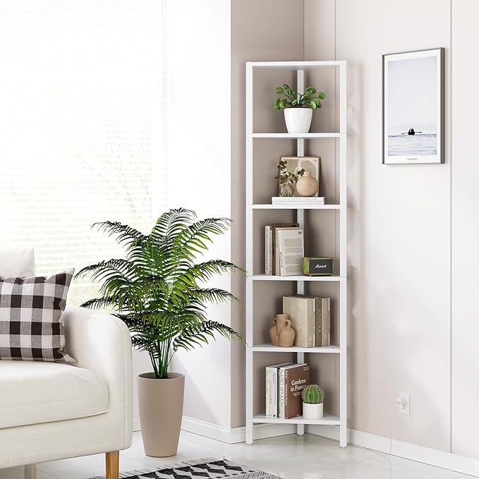 TUTOTAK 6-Tier Corner Bookshelf