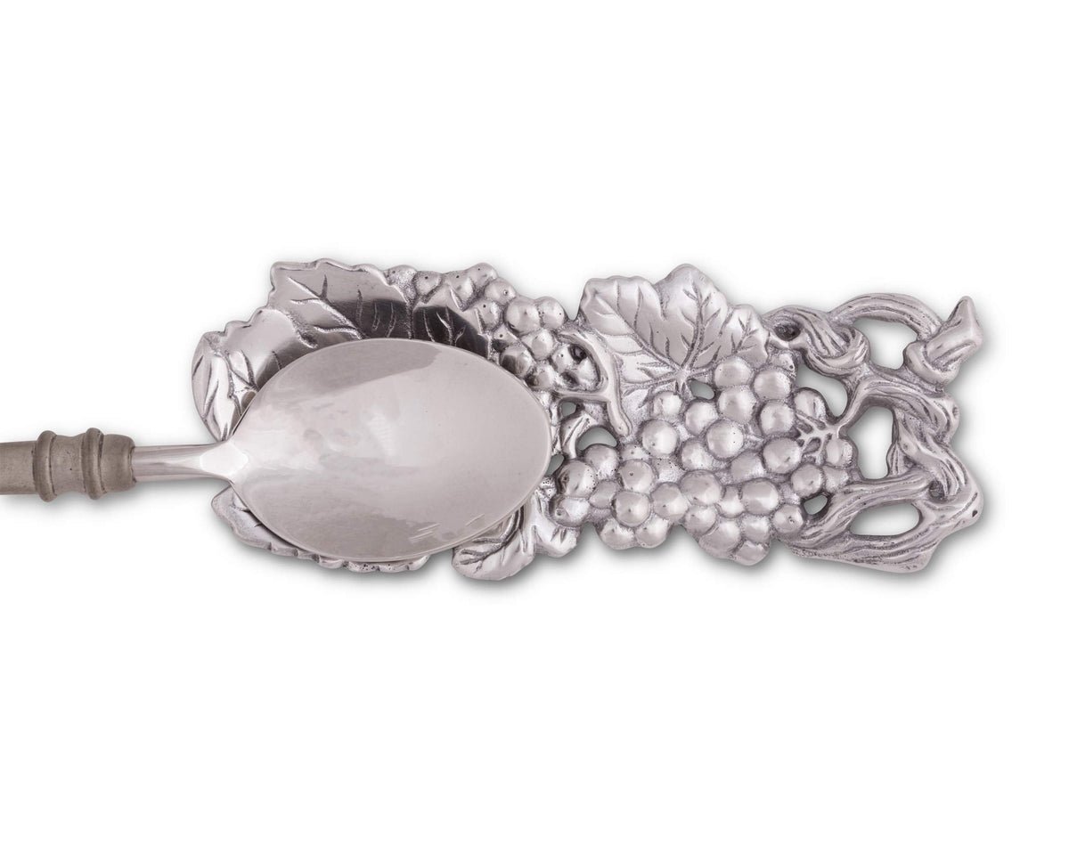 Arthur Court Grape Pattern Spoon Rest - Aluminum Metal Decorative - Holder for Kitchen, Spatula Ladle, Brush and Other Cooking Utensils 8.5 inch x 3.5 inch
