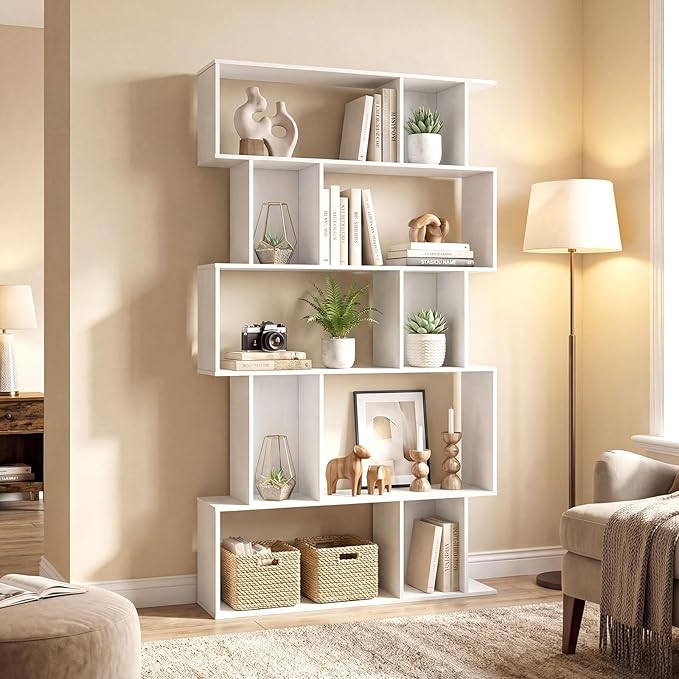 Giantex 5-Tier Bookshelves Set of 2, 10-Cube Geometric Bookcase