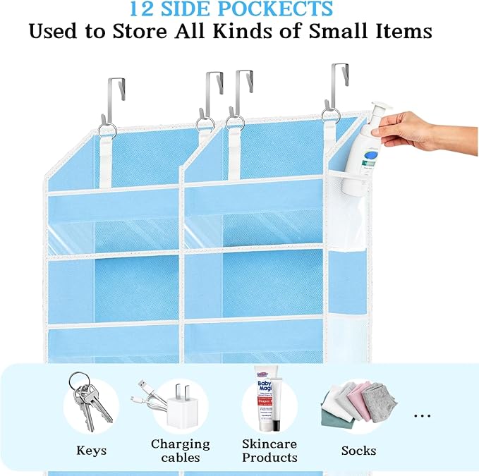 Over The Door Organizer 6 Tiers, Extra Large Behind Door Storage of 12