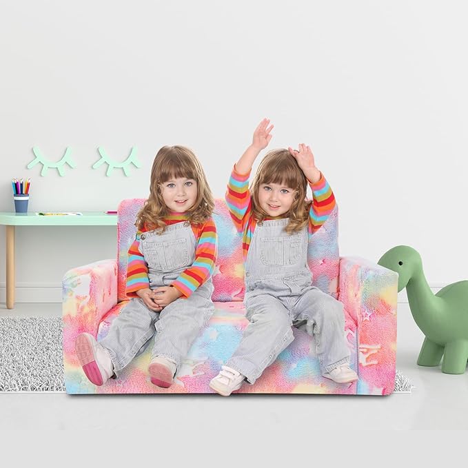 SLIGUY Kids Couch, Fold Out Kids Sofa Chair, Toddler Convertible Sofa to