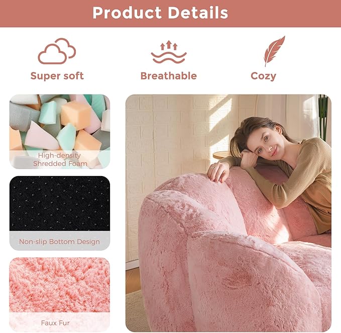 MAXYOYO Bean Bag Chair for Adults, Loveseat Floral Shaped Bean Bag Sofa