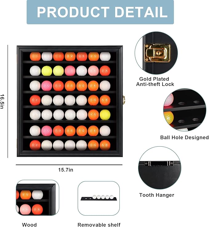 KCRasan 49 Golf Ball Display Case Lockable