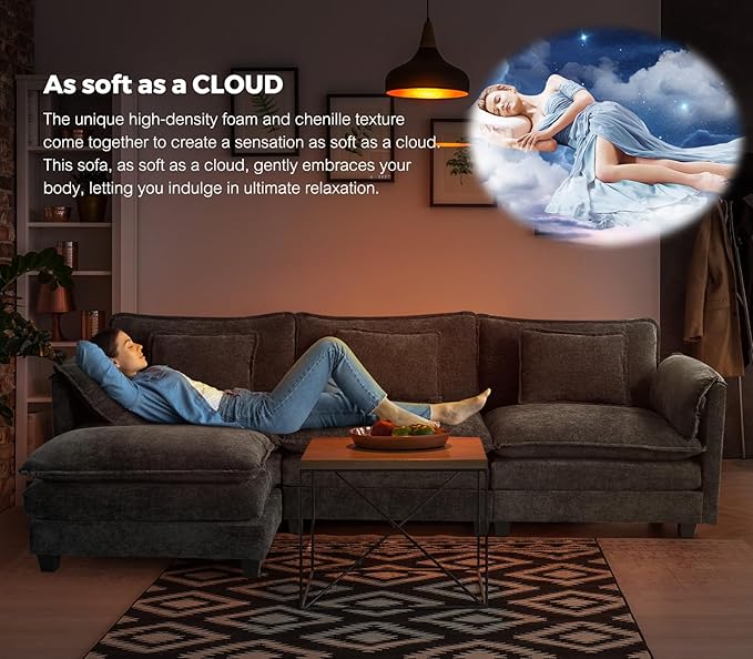 ELUCHANG Oversized 79" Modular Sectional Sofa Bed, Comfy Cloud Couch