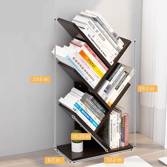 Godferyxin Book Tree Bookshelf, 5-Tier Wood Bookshelf Tree Bookcase