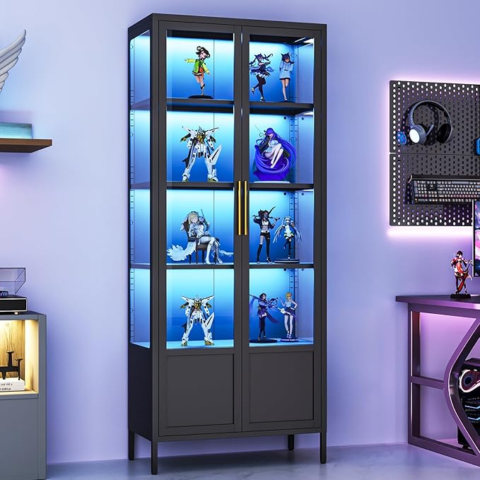 5-Tier Glass Display Cabinet