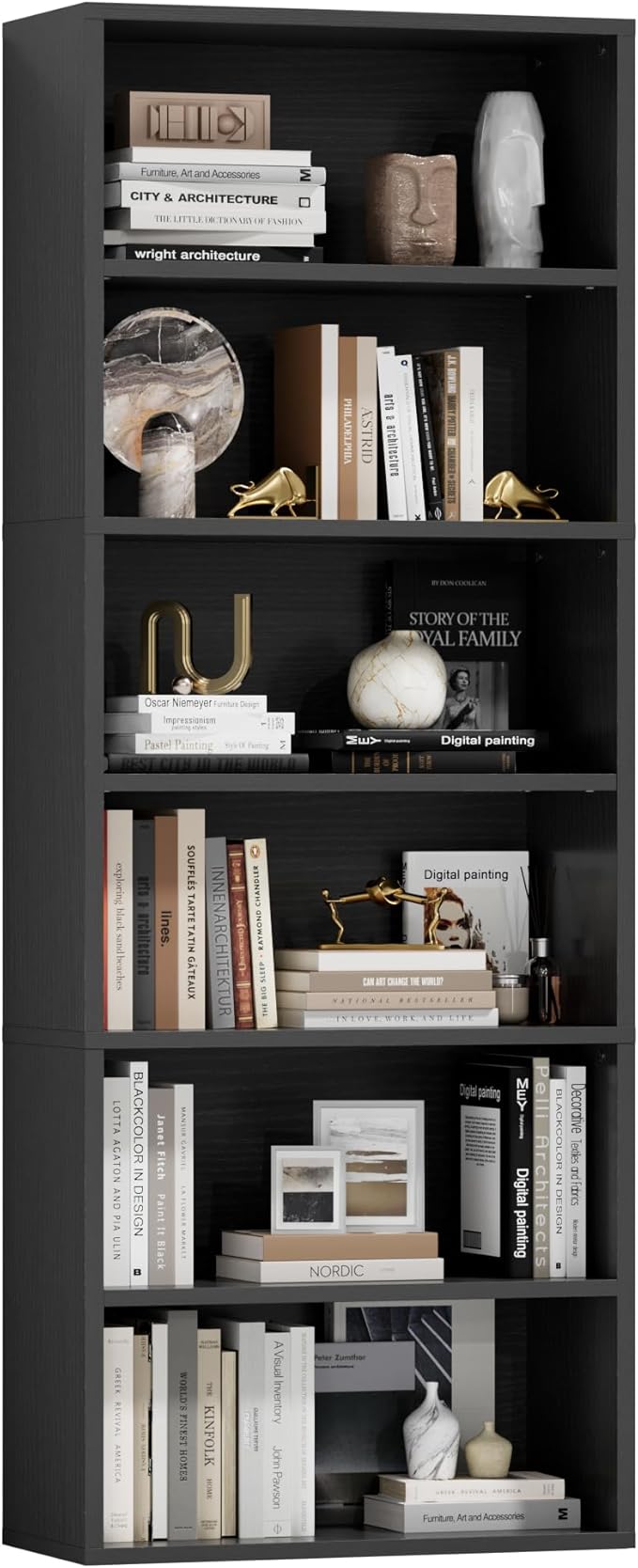Furniwell 71" Tall Bookcase Bookshelves, 6 Tier Floor Standing Bookcases Open