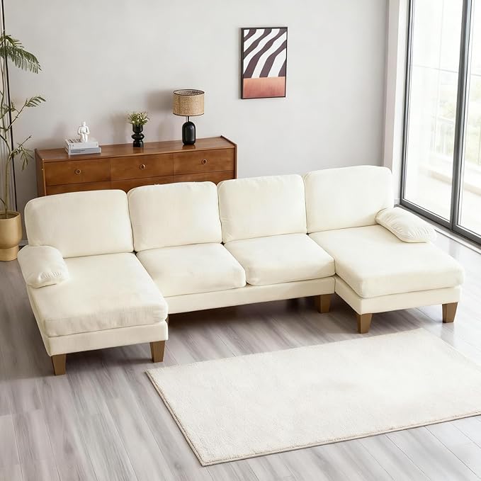 Karl home 111" Sectional Sofa U-Shaped 4-Seat Couch
