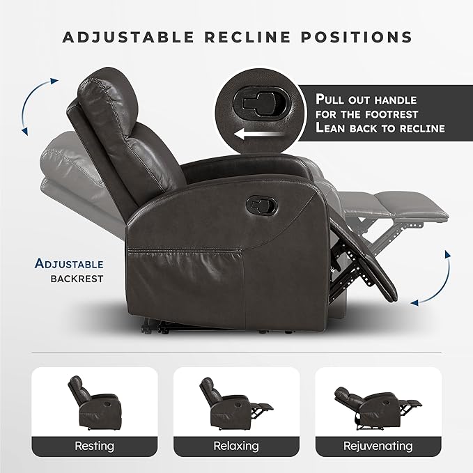 Lexicon Manual Recliner Chair, Faux Leather Reclining Chair, Wall Hugger