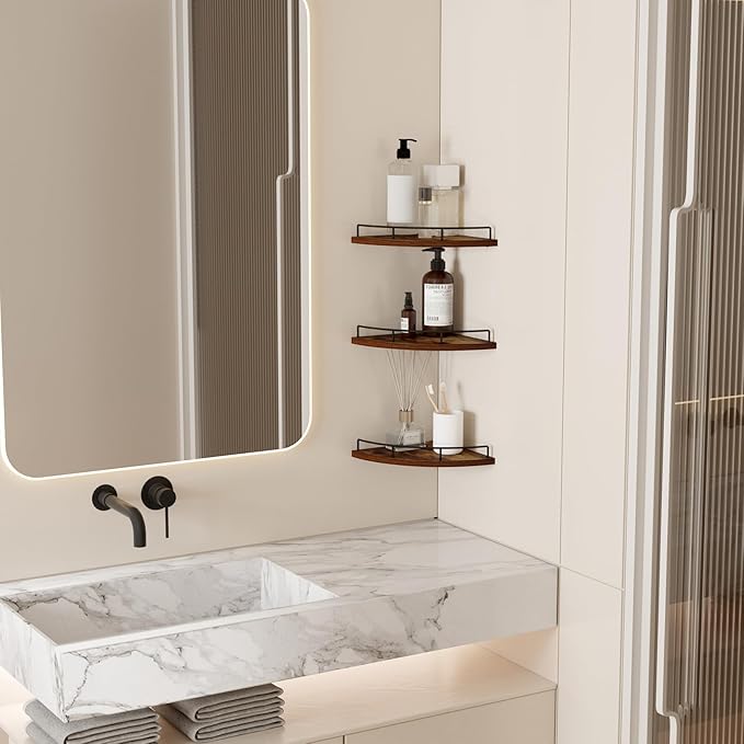 HORLIMER Floating Corner Shelf Wall Mount, Living Room