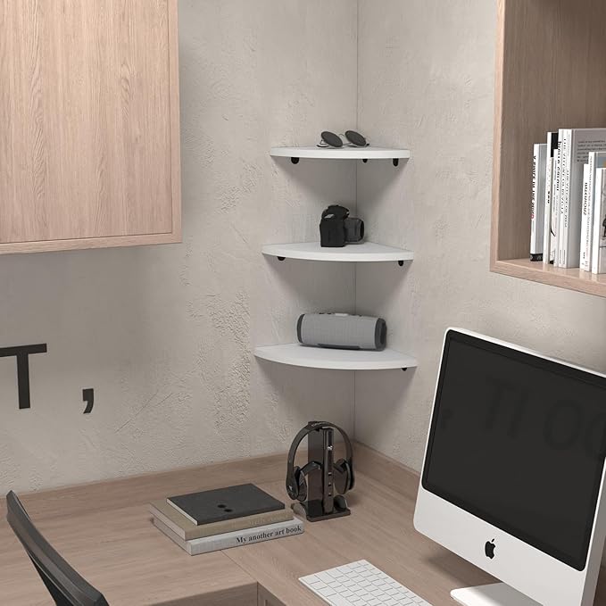 HORLIMER Floating Corner Shelf Wall Mount, Living Room