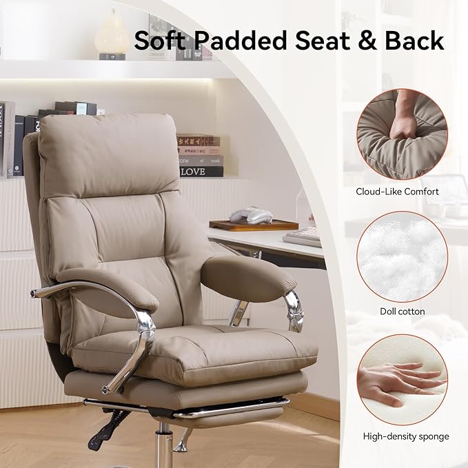 LEAGOO Office Chair with Foot Rest, Executive Reclining Office Chairs with Arms