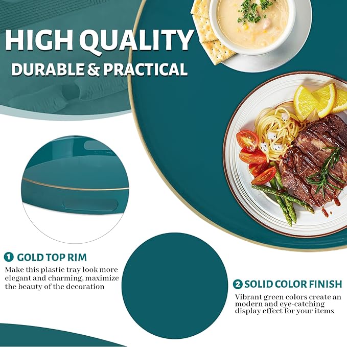 MAONAME 13" Round Tray, Teal Serving Trays