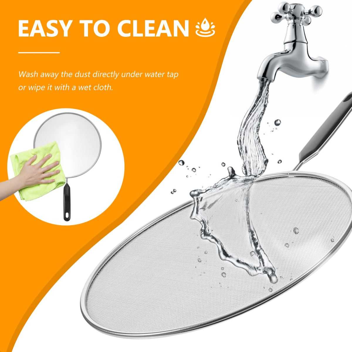 Unomor Oilproof Mesh Lid 15.75 Inch Splatter Screen for Frying Pan Grease Splash Guard Heat Resistant Pan Cover Kitchen Cooking Tool