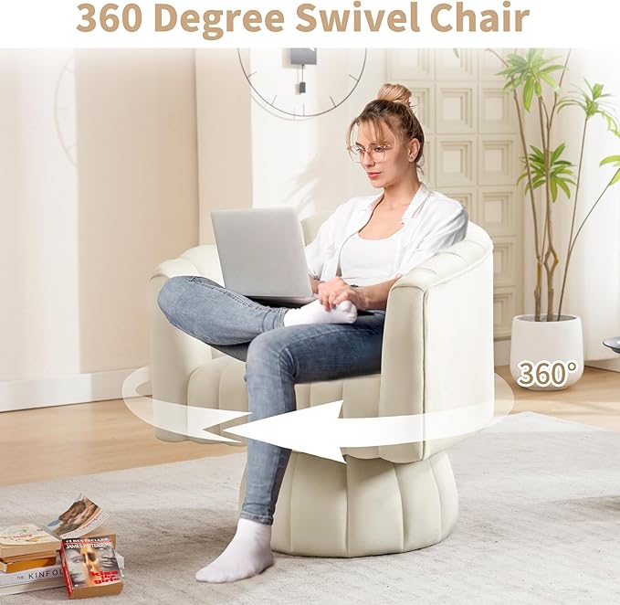 Swivel Accent Barrel Chair Set of 2- Cute Comfy Small Round 360° Arm Chair