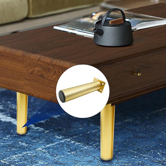 Set of 4 Aluminum Alloy Furniture Legs 12 Inch Height, 1.5 Inch Diameter