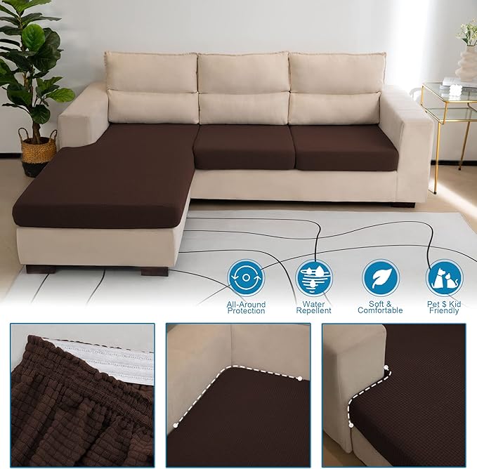 Water Repellent L Shaped Couch Covers 3 Pieces Sofa Seat Cushion Slipcovers