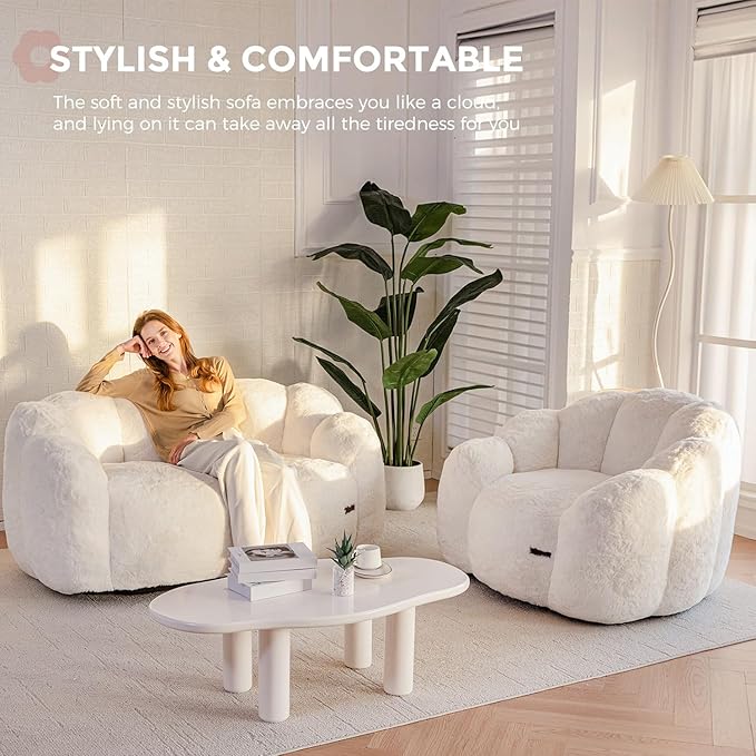 MAXYOYO Bean Bag Chair for Adults, Loveseat Floral Shaped Bean Bag Sofa