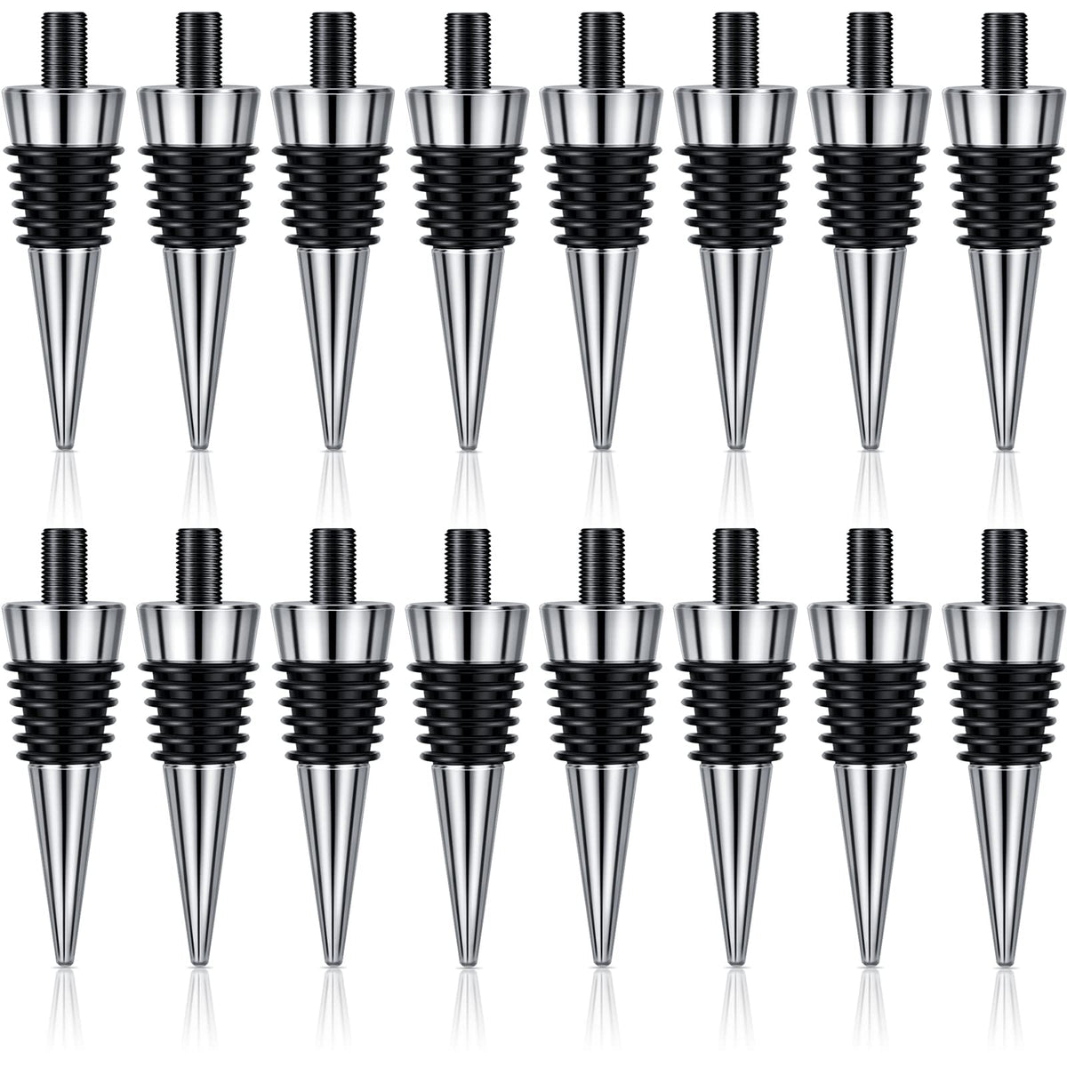 Honeydak 16 Pieces Metal Bottle Stopper Blank Stainless Steel Wine Bottle Stopper Kit Reusable Wine Saver Corks Hardware for Wedding Party Bar Turning