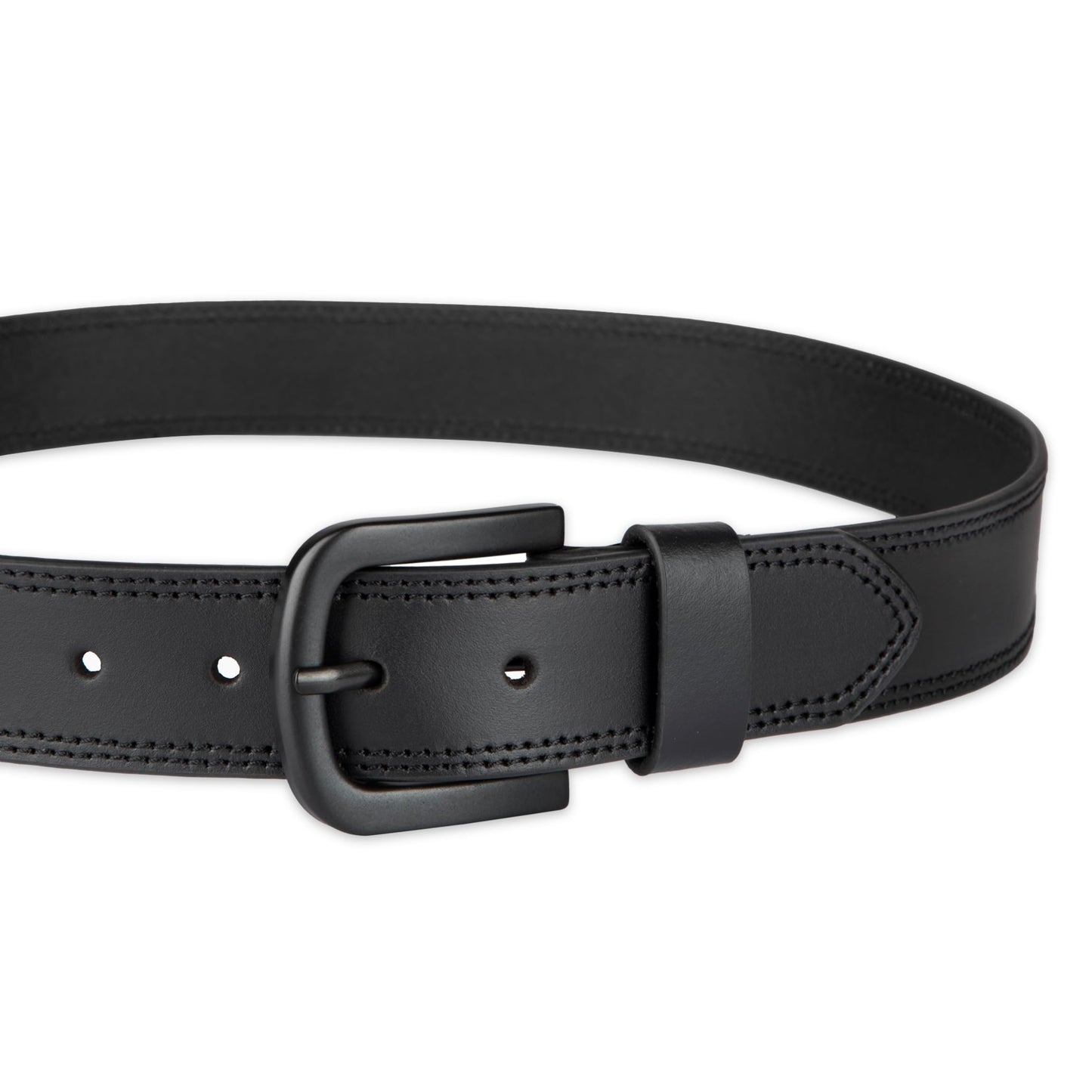 Dickies Men's 38mm Leather Belt with Two Row Stitch, black, 38