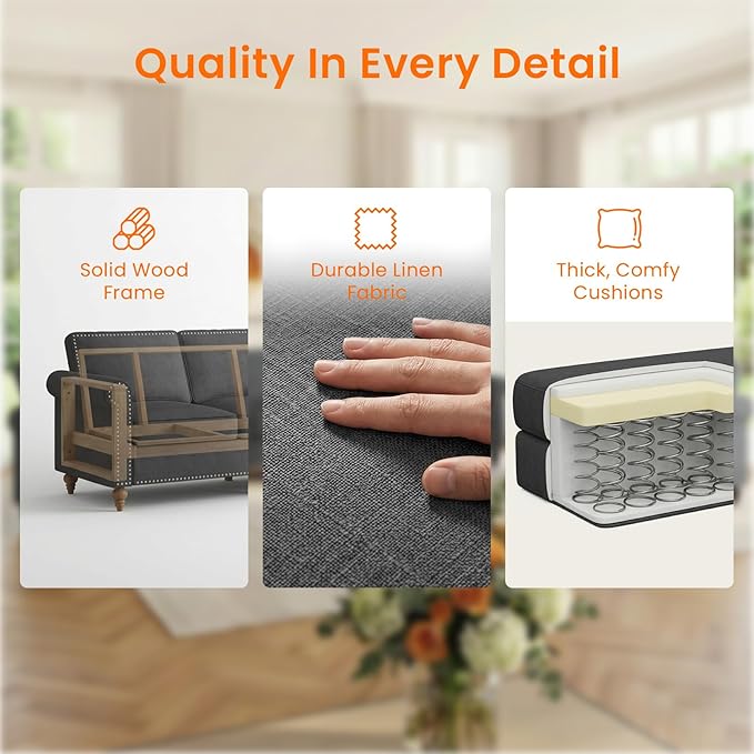 Living Room Sofa Sets 3 Piece, Modern 3 Seater Sofa and Loveseat Couch and