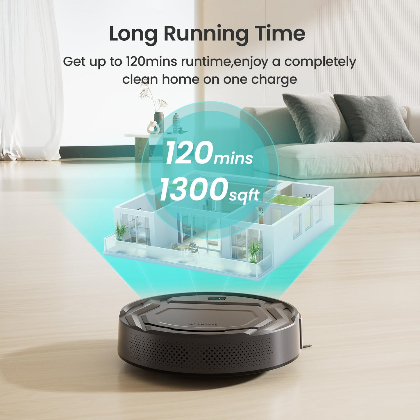 Lefant M210Pro Robot Vacuum Cleaner,Strong Suction,120 Mins Run Time,Wi-Fi Connected,Scheduled Cleaning,Compatible with Alexa,Slim Self-Charging Robotic Vacuum Cleaner for Home,Pet Hair,Hard Floors