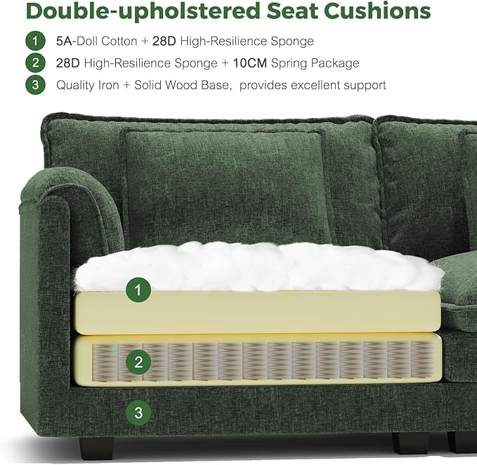ELUCHANG 116" Luxury Modular Sectional Sofa, Comfy Deep Seat Cloud Couch