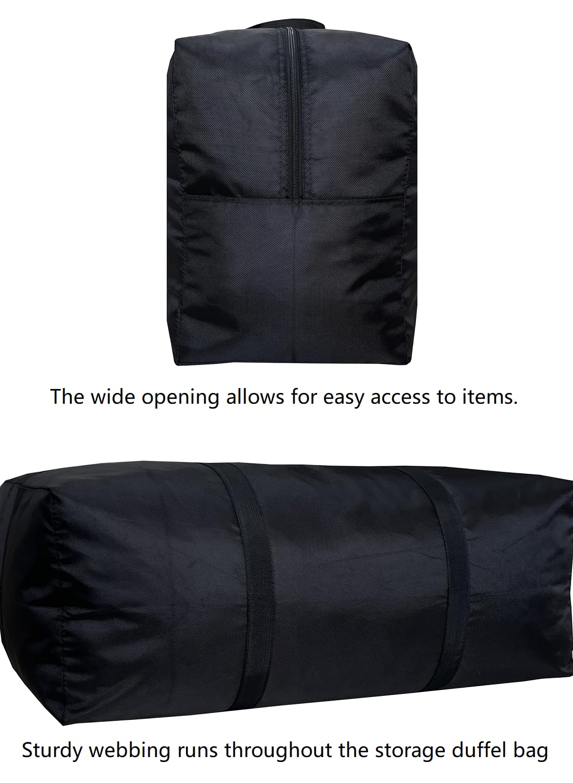 DoYiKe Extra Large Storage Duffle Bag with Zippers and Handles, Black Big Foldable Duffle Bag for Travel-130L