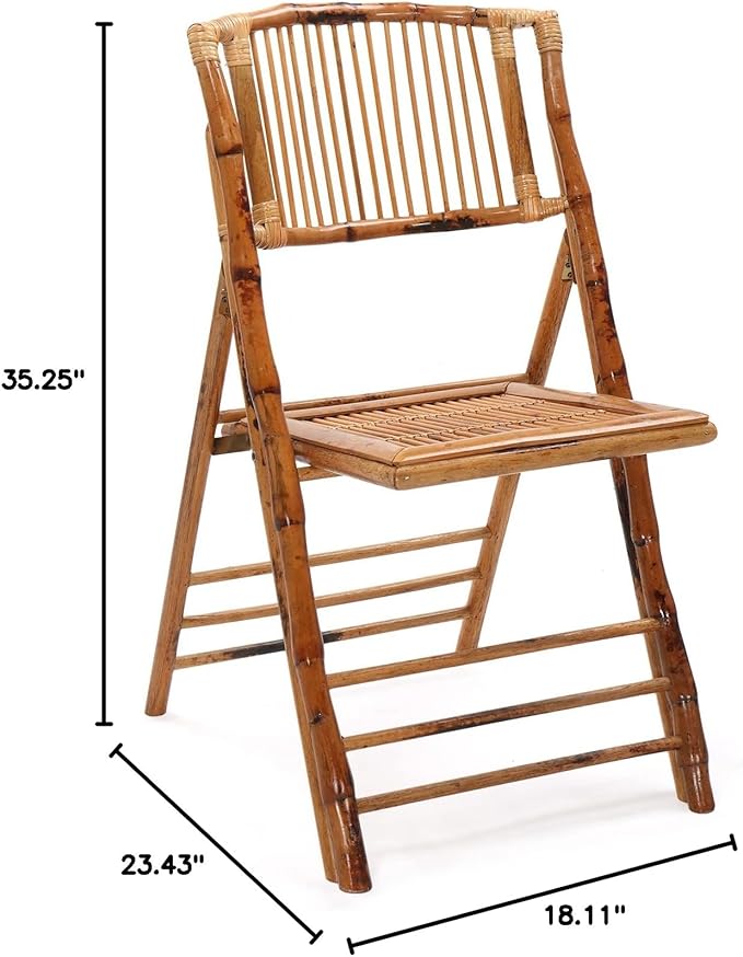 VINGLI Bamboo Folding Chair, Foldable Dining Wood Chairs Comfortable Seat