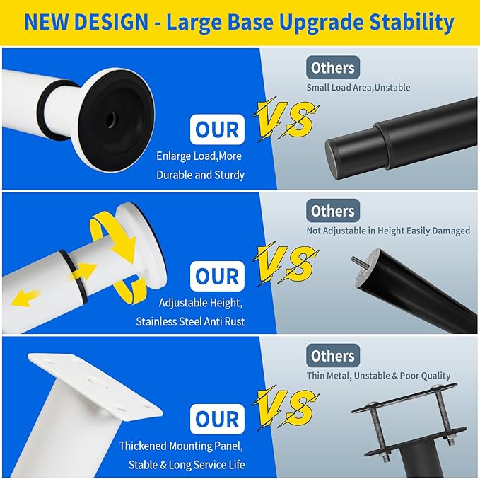 6 Pcs Adjustable Height Furniture Support Legs 3.15-4.72 inch, Metal Heavy Duty