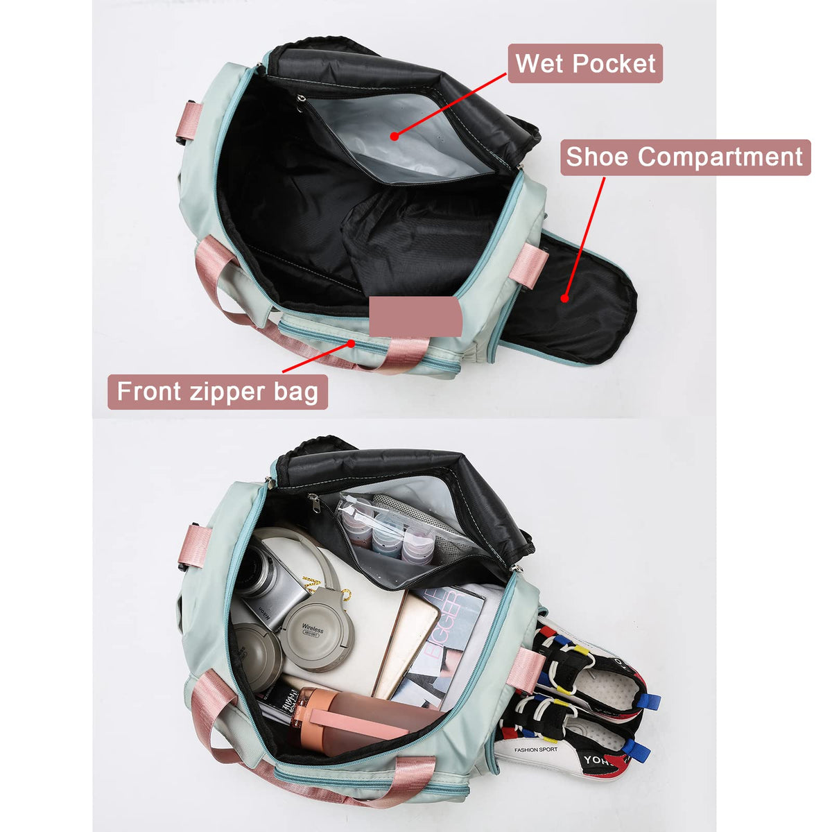 BEULPTN Bag&Toiletry Bag, 05#Green, Gym Bag & Toiletry Bag