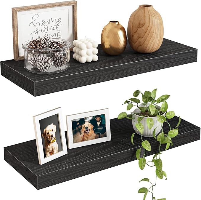 Fixwal Floating Shelves for Wall, 15.7" Wood Wall Mounted Shelves for Living