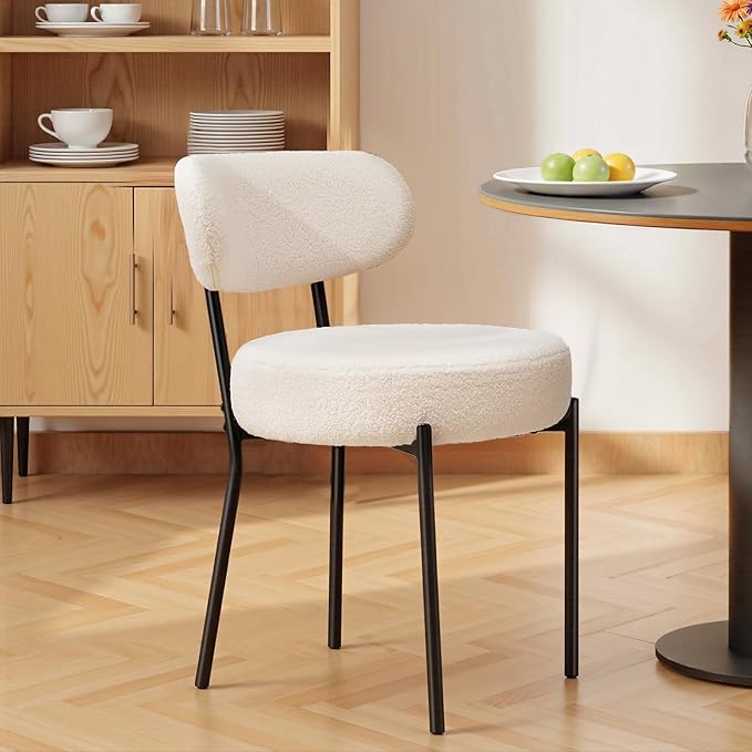 DUMOS Dining Chairs Set of 2, Mid Century Modern Chair Round Upholstered Curved
