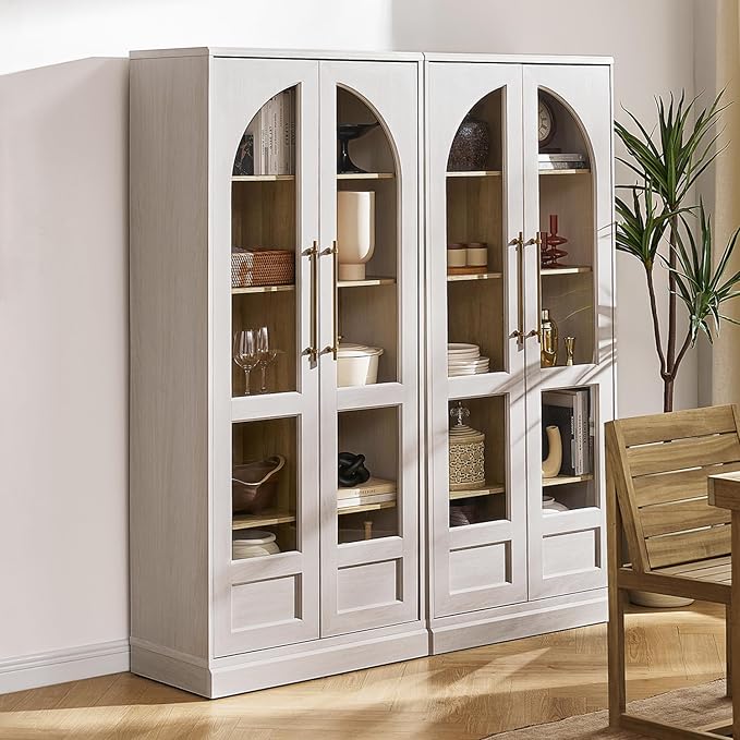 mopio Blake Tall Display Cabinet, Kitchen Buffet Pantry Cupboard, Trophy