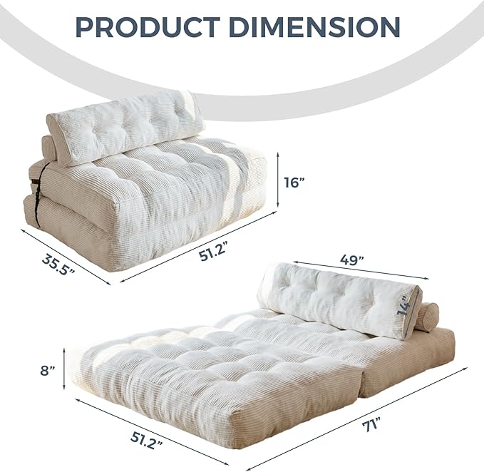 MAXYOYO Folding Sofa Bed, Convertible Sleeper Chair